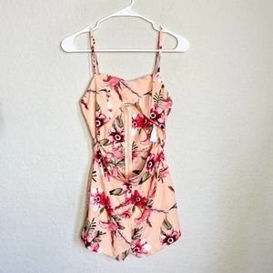 LF Love Floral Cutout Romper Orange Small